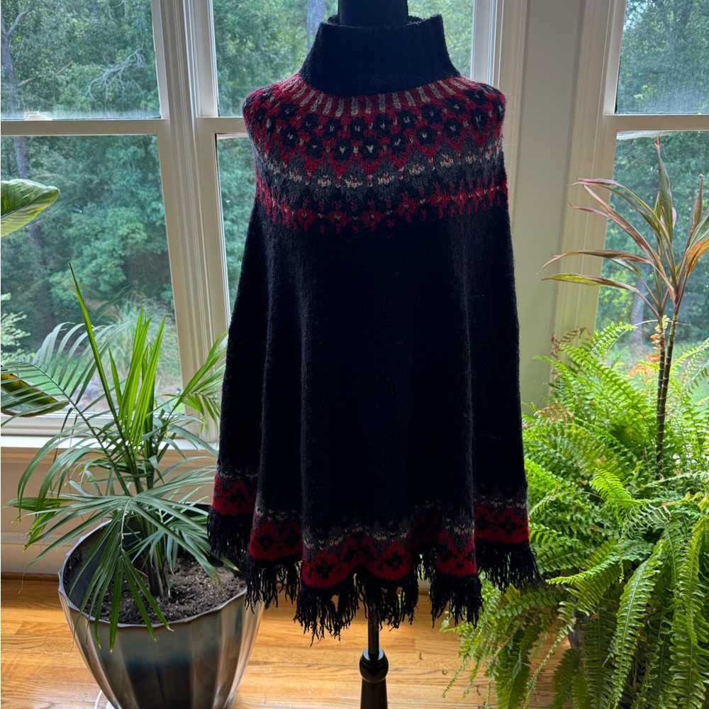 Warm Black Shawl with Red Detailing